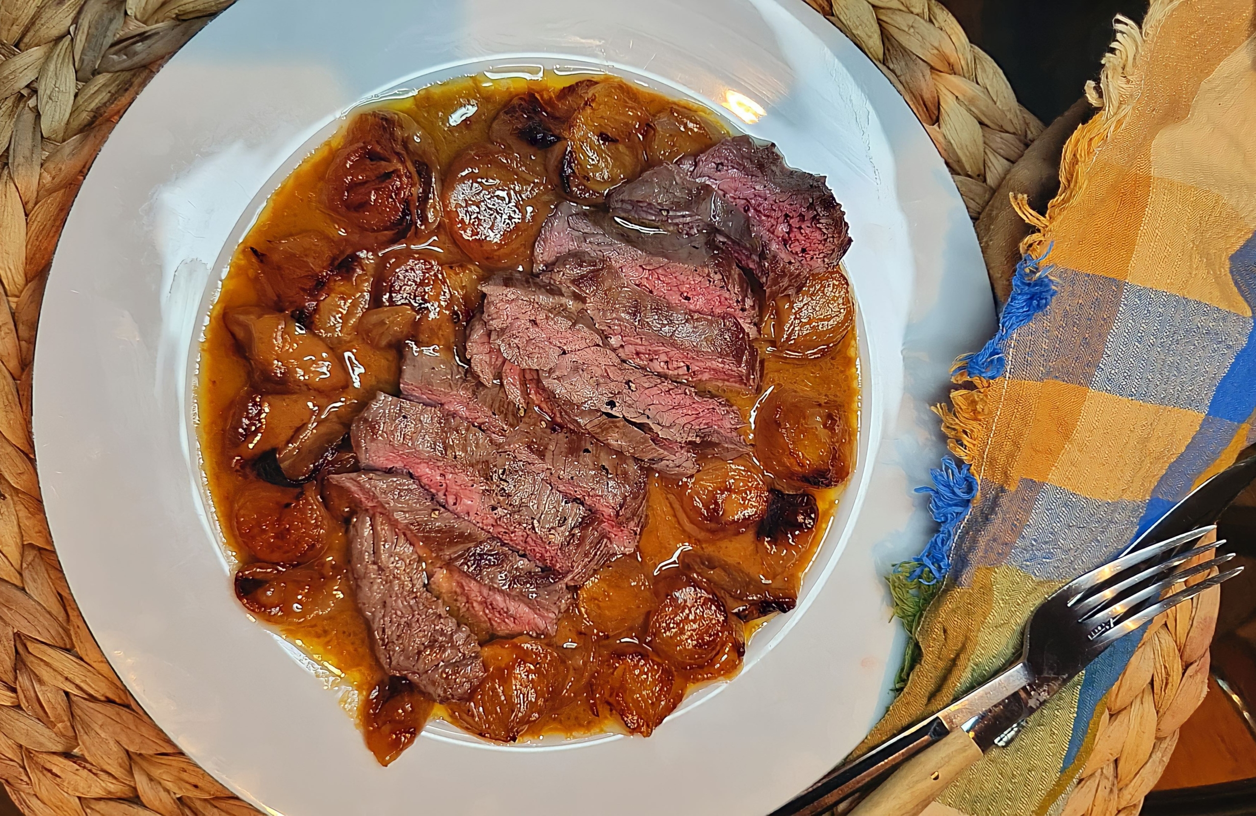 Bavette with Miso Butter Onions