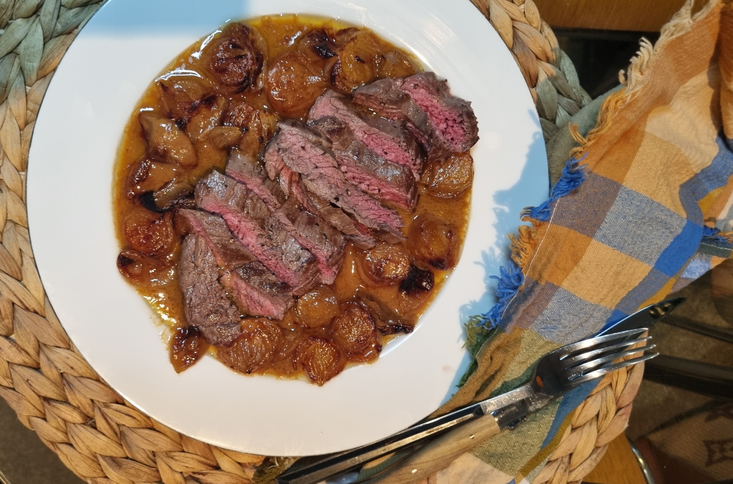 Bavette with Miso Butter Onions